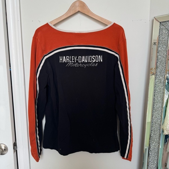 Vintage Harley-Davidson Zip Front Long Sleeve – Black & Orange Racing Style 1W - Picture 5 of 6